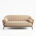 Canapé en textile beige avec accoudoirs ronds dimensions 180 x 80 x 85cm