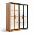 Armoire en bois avec portes miroir et cadre noir 160 x 40 x 180 cm