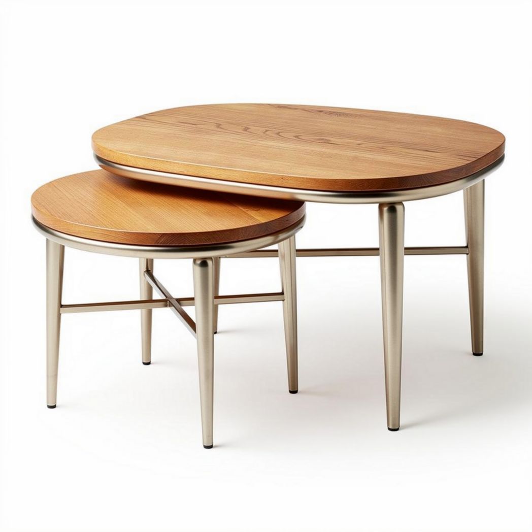 Tables basses en bois avec piètement métallique et dimensions 90 x 60 x 45cm