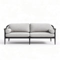 Canapé en tissu gris avec structure en bois noir 180 x 90 x 70cm