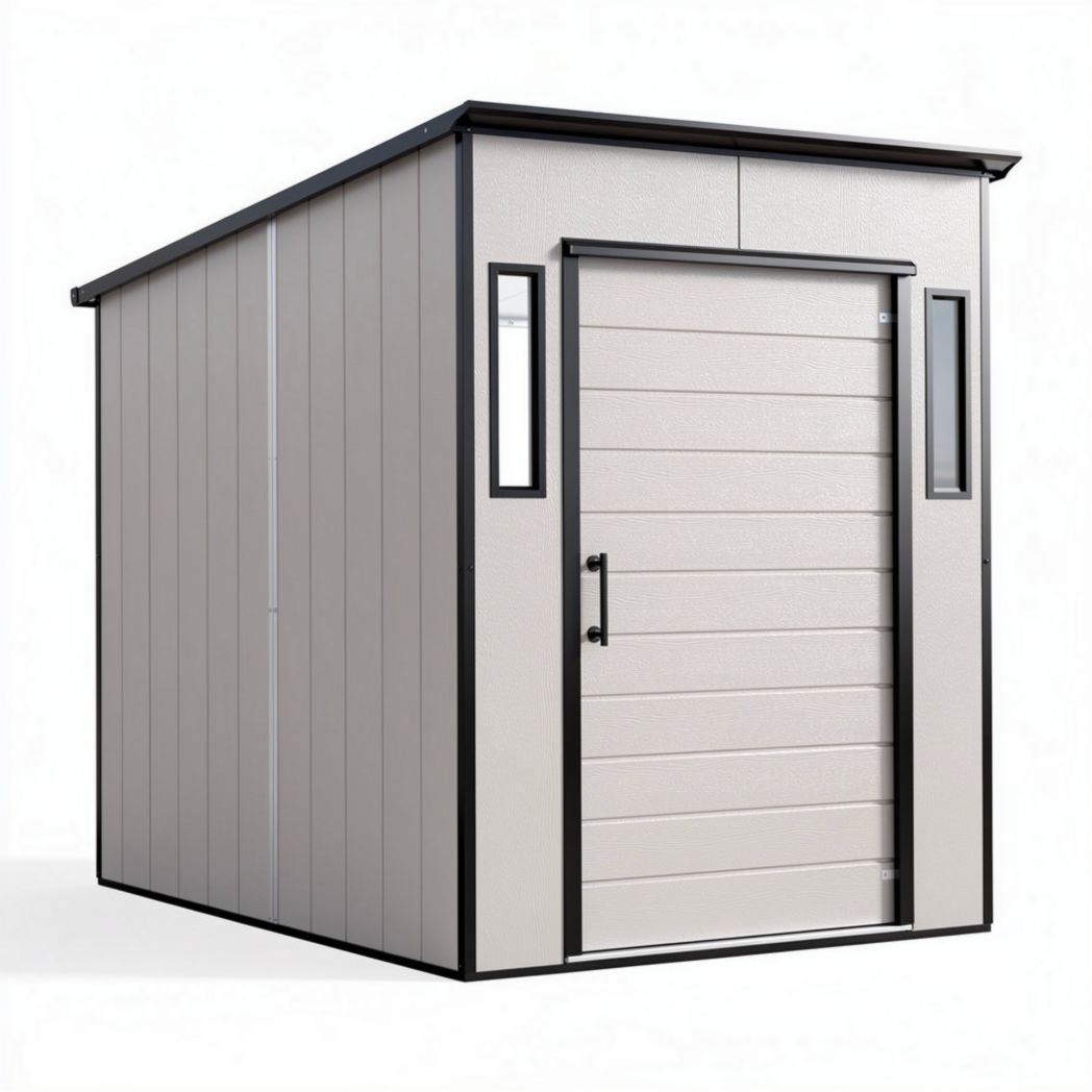Cabane de jardin en métal gris 200 x 150 x 180 cm avec porte et fenêtres