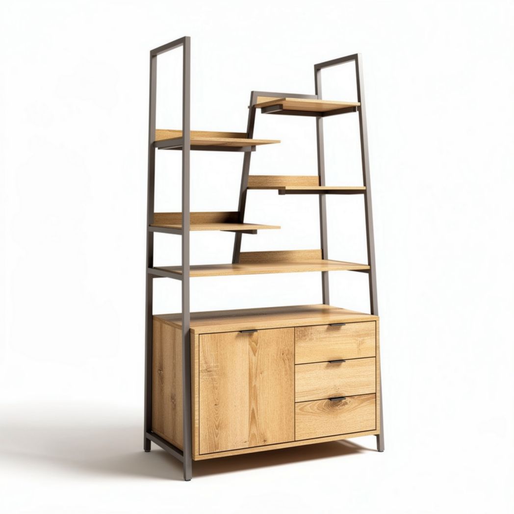 Étagère en bois avec rangement et structure en métal 100 x 40 x 180 cm
