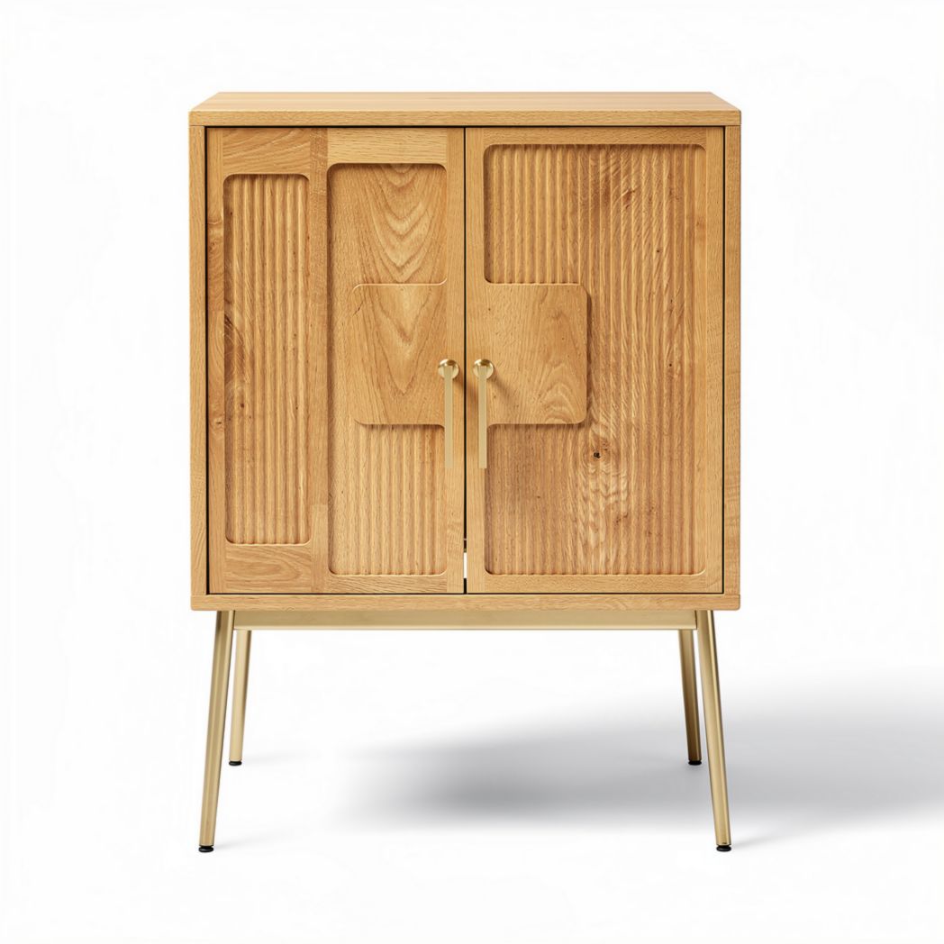 Buffet en bois de chêne 60 x 40 x 80 cm avec pieds en métal doré