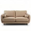 Canapé en tissu beige 200 x 90 x 85cm avec accoudoirs ronds et pieds en bois