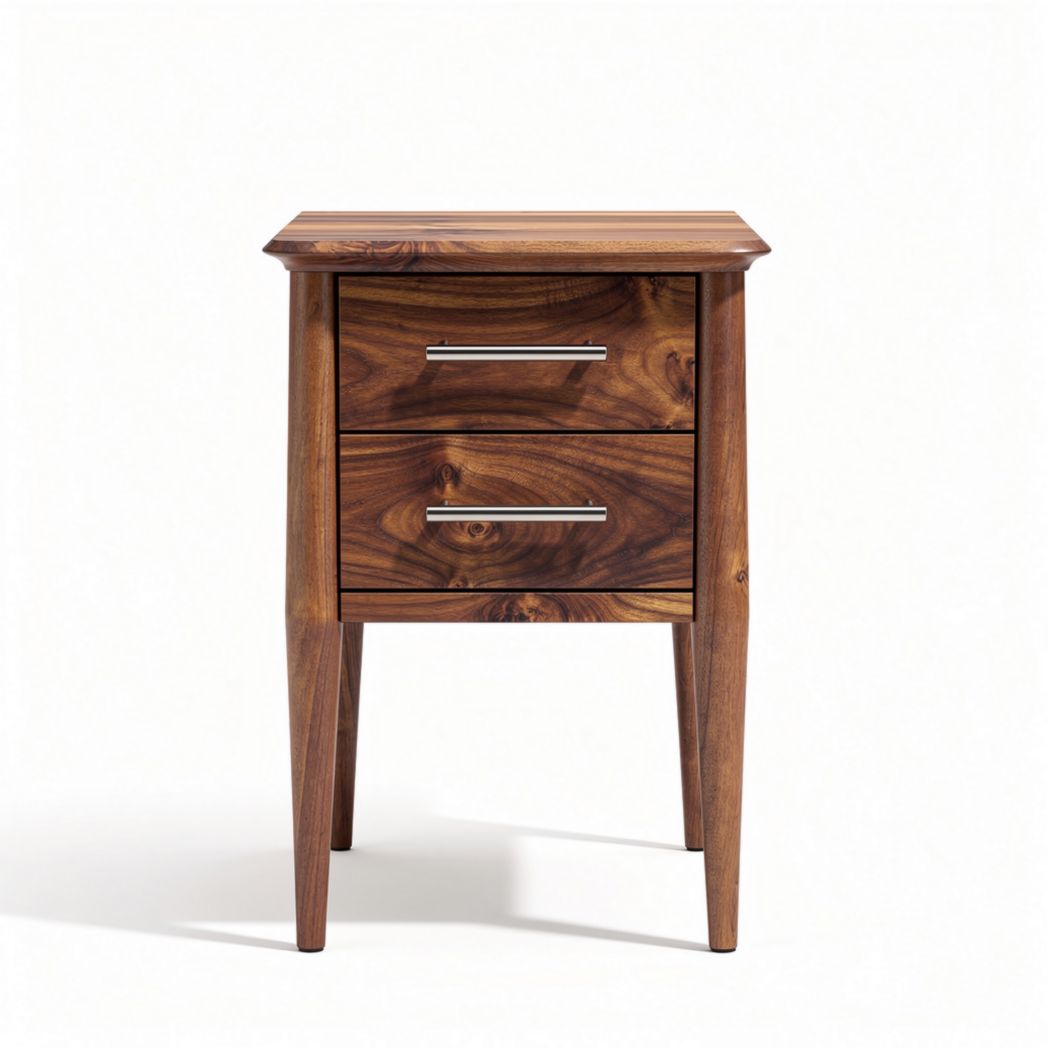 Table de chevet en bois foncé avec deux tiroirs dimensions 60 x 40 x 50cm