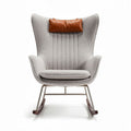 Fauteuil en tissu beige avec coussin en cuir marron dimensions 85 x 70 x 100cm