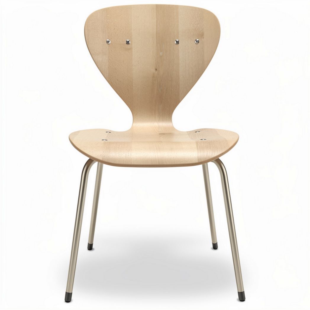 Chaise en bois naturel avec structure en métal argenté dimensions 45 x 40 x 80cm