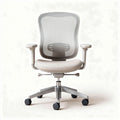 Chaise de bureau en mesh blanc avec accoudoirs ajustables et roulettes 60 x 60 x 100cm