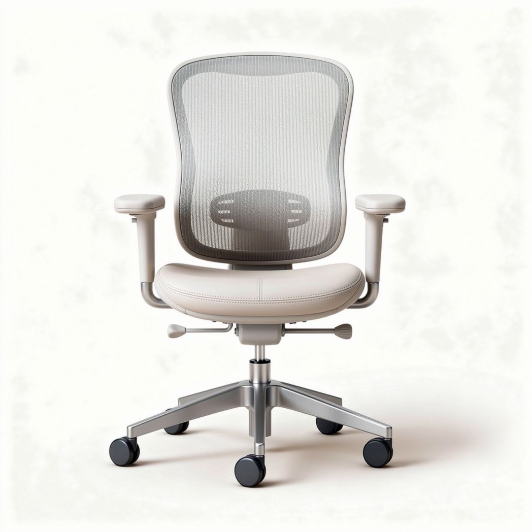 Chaise de bureau en mesh blanc avec accoudoirs ajustables et roulettes 60 x 60 x 100cm